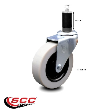 Service Caster 3 Inch Thermoplastic Rubber Wheel 1-3/8 Inch Expanding Stem Caster SCC SCC-EX05S310-TPRS-138